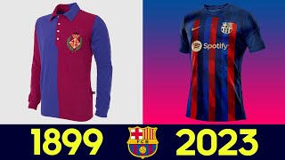 La Evolución de la Equipación del FC Barcelona 202223  Todas las camisetas del FC Barcelona 2022 [upl. by Janel310]