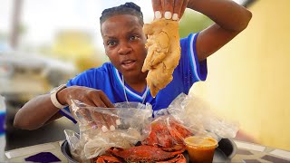 Boiled Pig Feet Spicy Crawfish amp Blue Crabs  Louisiana Seafood Boil Mukbang [upl. by Yroj]