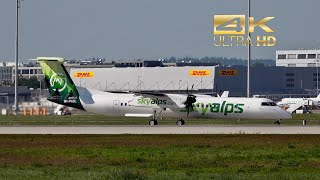 De Havilland Canada DHC8 402Q Dash 8 from SkyAlps 9HPAUL arrival at Munich Airport MUC EDDM [upl. by Uno]