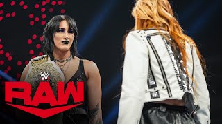 Becky Lynch confronts Rhea Ripley Raw highlights Jan 15 2024 [upl. by Leela252]