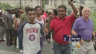 CBS3 Viewers Line Up At Dilworth Park For Eclipse Glasses [upl. by Bohaty]