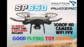 SNAPTAIN SP650 1080P HD WiFi Camera Drone Review  12min Flight x2 Lipos [upl. by Tyika]