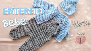 Como tejer un enterito o mameluco a crochet ganchillo para bebe 12 [upl. by Gosney168]