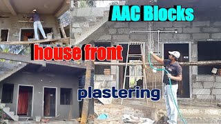 AAC Blocks house front plasteringusing cement and sand mixing easy technique [upl. by Daune733]