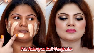 How to do Fair Makeup on Dark Skin Tone  Round Shape Face Contouring Tips like a Pro [upl. by Erasaec301]