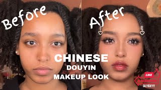 CHINESE DOUYIN MAKEUP TUTORIAL ON BROWN SKIN 33 [upl. by Auginahs]