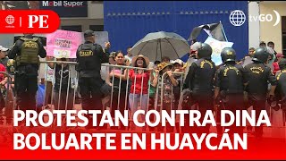 Protestas en Huaycán durante inauguración de colegio  Primera Edición  Noticias Perú [upl. by Pillow]