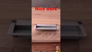 Cup handle fitting process interiordesign carpanter furniture plywood pineboard door wood [upl. by Ahsilram909]