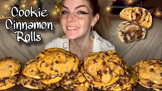 GOOEY COOKIE CINNAMON ROLL MUKBANG MessyVeganNo Talking [upl. by Lauretta]