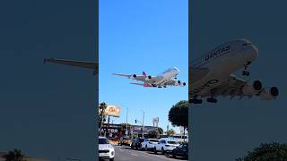 Qantas Airlines A380 landing at Los Angeles International Airport laxplanespotting jetliners [upl. by Nirred]