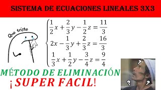 Sistemas de ecuaciones lineales 3x3  con fracciones método de reducción [upl. by Eitac459]