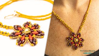 Starflower Necklace  DIY Jewelry Making Tutorial by PotomacBeads [upl. by Dolf496]