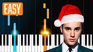 Justin Bieber  quotMistletoequot 100 EASY PIANO TUTORIAL [upl. by Tansey]