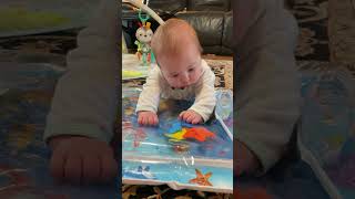 Tummy time on a water mat  4 months old 🦀🐟🐡 [upl. by Ramirolg546]