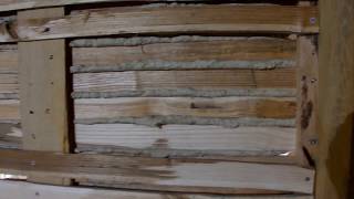 Traditional Lath and Plaster on a wall Lime plaster on oak laths in a Wealden hall house [upl. by Frasco889]