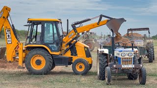 JCB 3DX Backhoe Loader Pond Mud Loading in Tractor for Farming Land  jcb and tractor [upl. by Uht403]