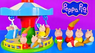 Play Doh Peppa Pig Fairground Ride Game MerryGoRound Mummy Daddy George Playdough Ice Cream [upl. by Okimuy]