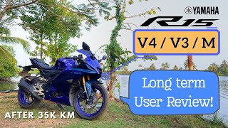 R15 v4 v3 amp M Long term user review  Yamaha build quality issues Mileage Power complaints Malayalam [upl. by Mich]