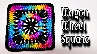 How To Crochet Easy Granny Square Motif  Wagon Wheel Square [upl. by Ajnos]