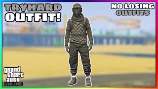 Easy Black Joggers Ripped Shirt Tryhard Modded Outfit No Transfer GTA Online [upl. by Yrevi]