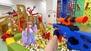 Nerf War  Amusement Park Battle 69 Nerf First Person Shooter [upl. by Olney467]