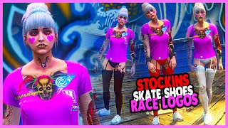 HOW TO GET STOCKINGS WITH SKATE SHOES amp RACE LOGOS🤍 GTA 5 ONLINE 161  CLOTHING GLITCHES [upl. by Kind]