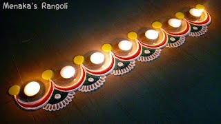 Simple Border Rangoli Design For Diwali [upl. by Aivatal]