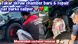 TUKAR SKRUW CHAMBER BARU  CAT BRAKE TERCABUT KITA REPAIR PORT RACUN  PERODUA MYVI G3 [upl. by Nayar]