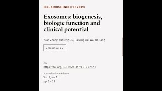 Exosomes biogenesis biologic function and clinical potential  RTCLTV [upl. by Randal]