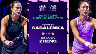 Aryna Sabalenka vs Zheng Qinwen  2024 WTA Finals Riyadh Group Stage  Match Highlights [upl. by Ebocaj]