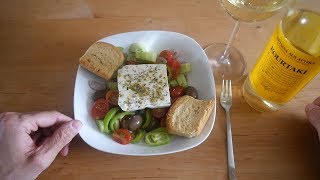 Greek Food Taste Test  Greek Salad amp Retsina  Food amp Drink [upl. by Sadye]