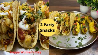 2 Quick and Easy 5 Minute Party Snacks Recipe  Murkul Chaat and Papad Tacos  Happy Womens Day [upl. by Cassandry846]