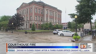 First responders battle Piatt County Courthouse fire Tuesday morning [upl. by Carper]