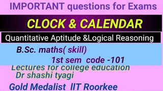 378  clockand calender important questions  quantitative aptitude and logical reasoning questions [upl. by Patrick666]