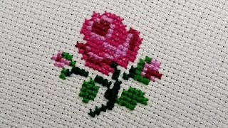 Cross Stitch Embroidery  Rose Flower Design  Dasooti  Charsooti Kerhai [upl. by Assille]