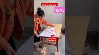 how to stick wallpaper for wall table wallpaper vinyl sheet wooden table viralshort shortfeed [upl. by Joletta981]