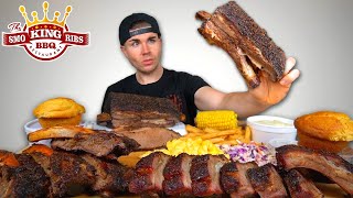 Texas BBQ Ribs Mukbang Giant Beef Short Rib Beef Ribs Pork Ribs Cheesy Mac cornbread [upl. by Teyut]