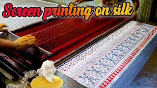 Silk Fabric Printing Process Traditional Screen Printing on silk [upl. by Abrahamsen]