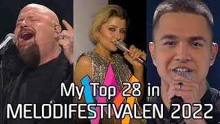 Melodifestivalen 2022  My Top 28 [upl. by Nohtanoj817]