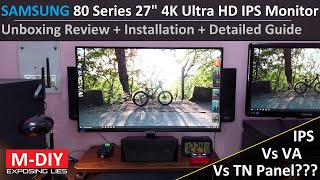 Samsung Viewfinity 80 Series S8 27quot 4K Ultra HD IPS LED Monitor Unboxing Review  Installation [upl. by Enamrahs]