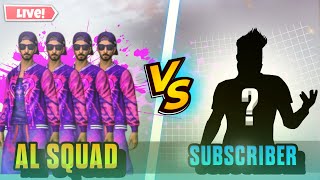 AL vs SUBSCRIBER 4VS4 CUSTOM free fire live [upl. by Tiebold390]