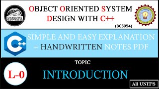 🔵 L0  Object Oriented System Design With C  Introduction  Syllabus amp Important things [upl. by Eissirk]