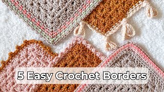 How to Crochet Easy Borders 5 Crochet Border Stitch Patterns for Beginners STEP BY STEP TUTORIAL [upl. by Areval349]