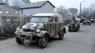 German convoy in the Ardennes Kettenkrad Kübelwagen Schwimmwagen [upl. by Nylrak]