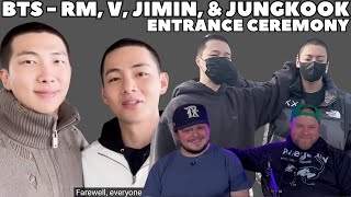 BTS  RM V Jimin Jung Kook Entrance Ceremony REACTION [upl. by Harmon750]