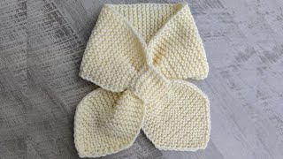 Easy Keyhole PullThrough Knit Scarf for Beginners [upl. by Ahtilat]