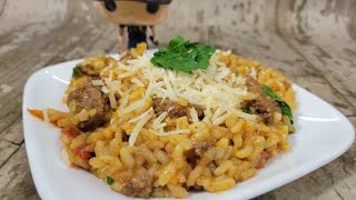 Super Simple Chorizo Tomato Risotto [upl. by Aretahs871]