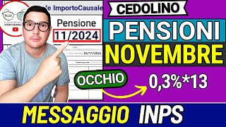 PENSIONI NOVEMBRE ➜ MESSAGGIO INPS e CEDOLINO PUBBLICATO 📑 RIMBORSI TASSO AUMENTI BONUS INVALIDI [upl. by Lenhart]