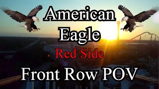 American Eagle Red Side Front Row POV At Six Flags Great America [upl. by Nomra]