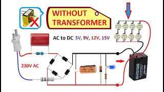 Transformerless power supply  How to make a power supply without transformer [upl. by Anelrad208]